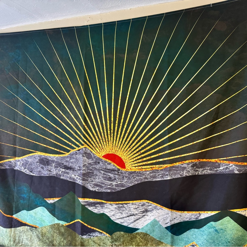 Golden Sunrise Over Mountains Tapestry